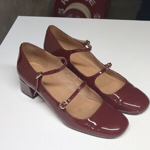 Madewell Burgundy Patent Mary Jane Heels